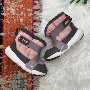 $72 Nike Pink Purple Gray Flex Advance Winter Boots Baby Toddler Girls 9C Snow